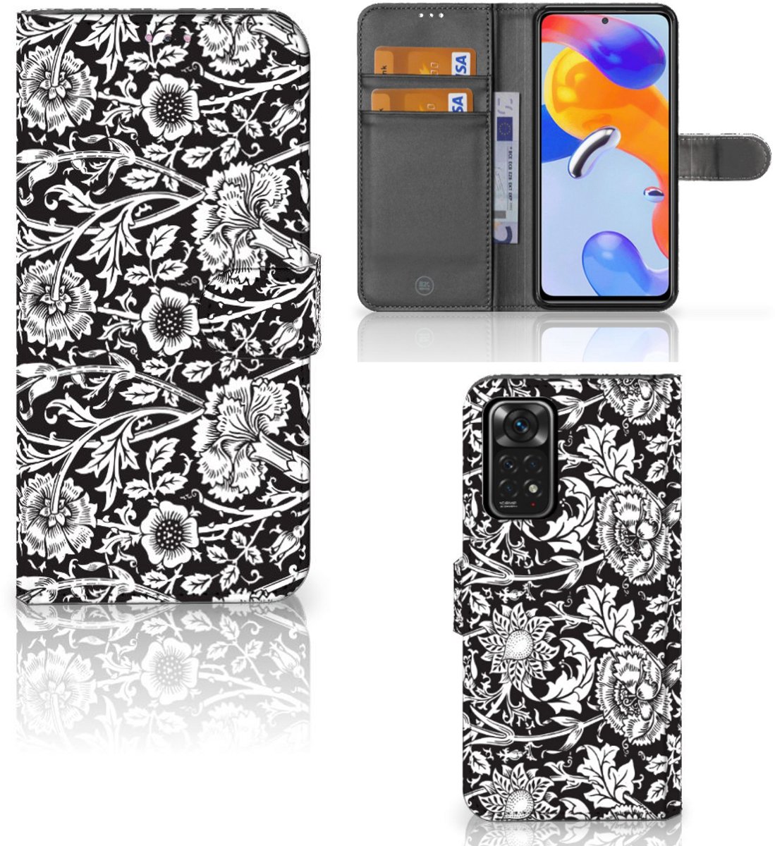 Xiaomi Redmi Note 11 Pro 5G/4G Hoesje Black Flowers