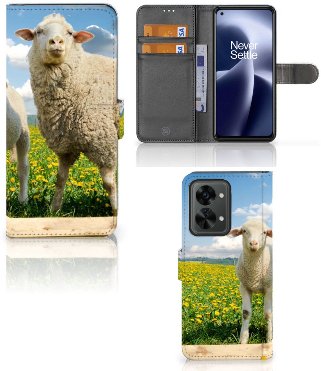 OnePlus Nord 2T Telefoonhoesje met Pasjes Schaap en Lammetje