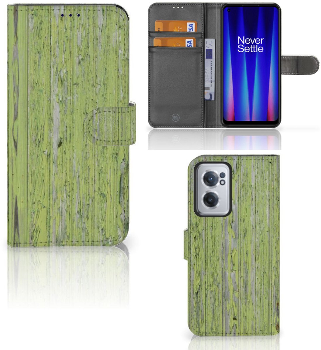 OnePlus Nord CE 2 Book Style Case Green Wood