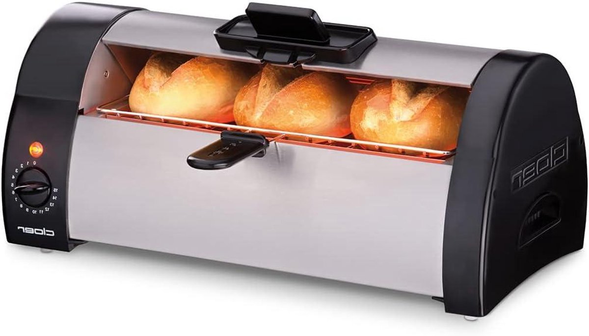 Broodjesbakker - Broodjesoven - Broodjes bakken - Energiezuinig - 570 watt - Mat roestvrij staal