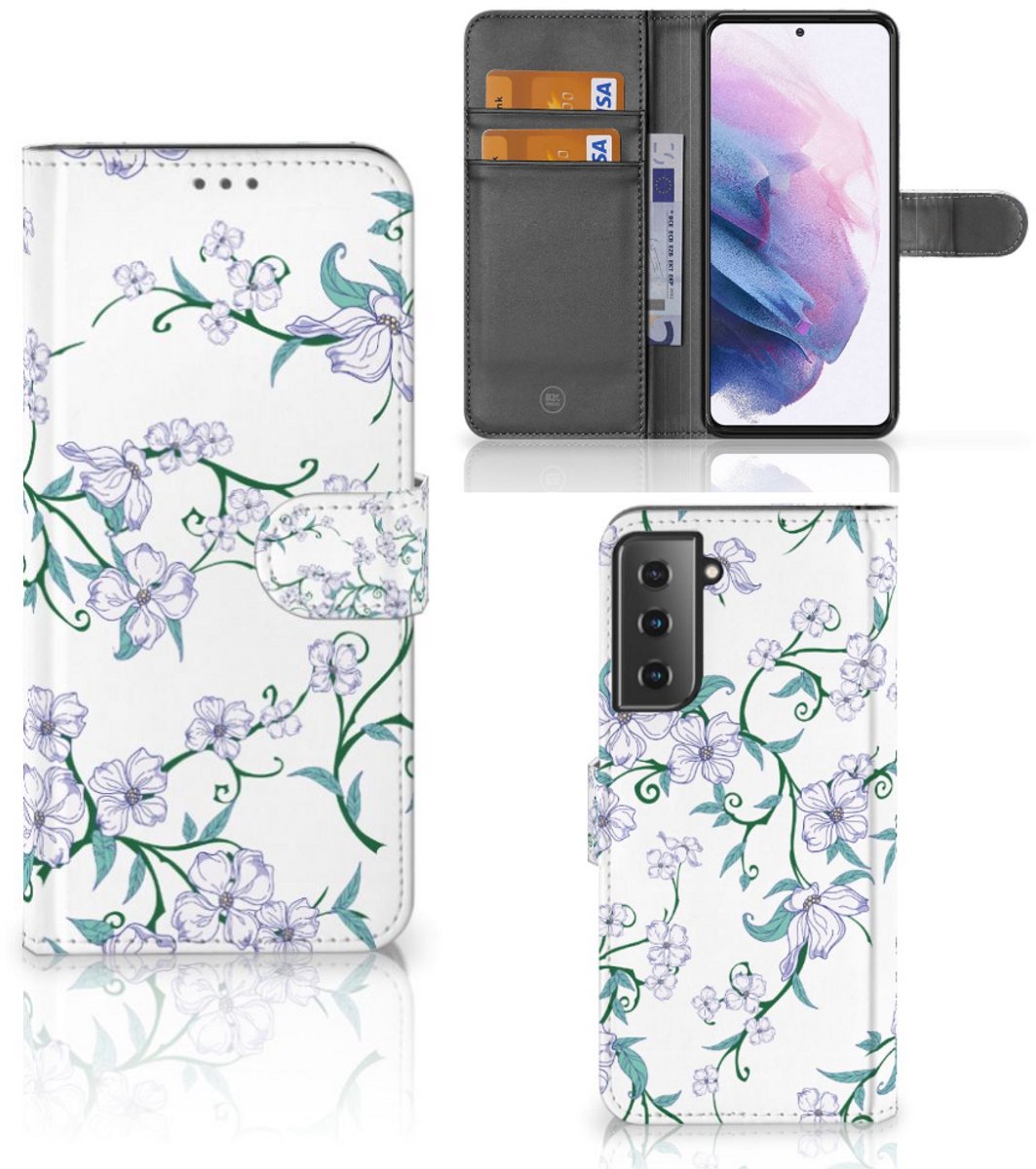 Boekhoesje voor Samsung Galaxy S21 Plus Uniek Hoesje Blossom White
