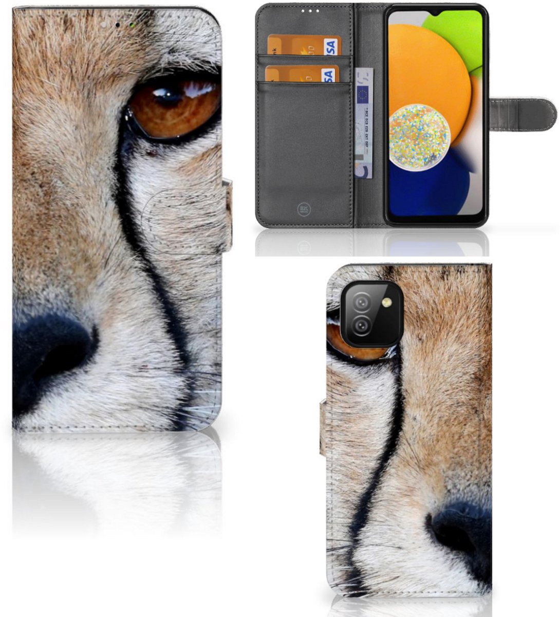 Samsung Galaxy A03 Telefoonhoesje met Pasjes Cheetah