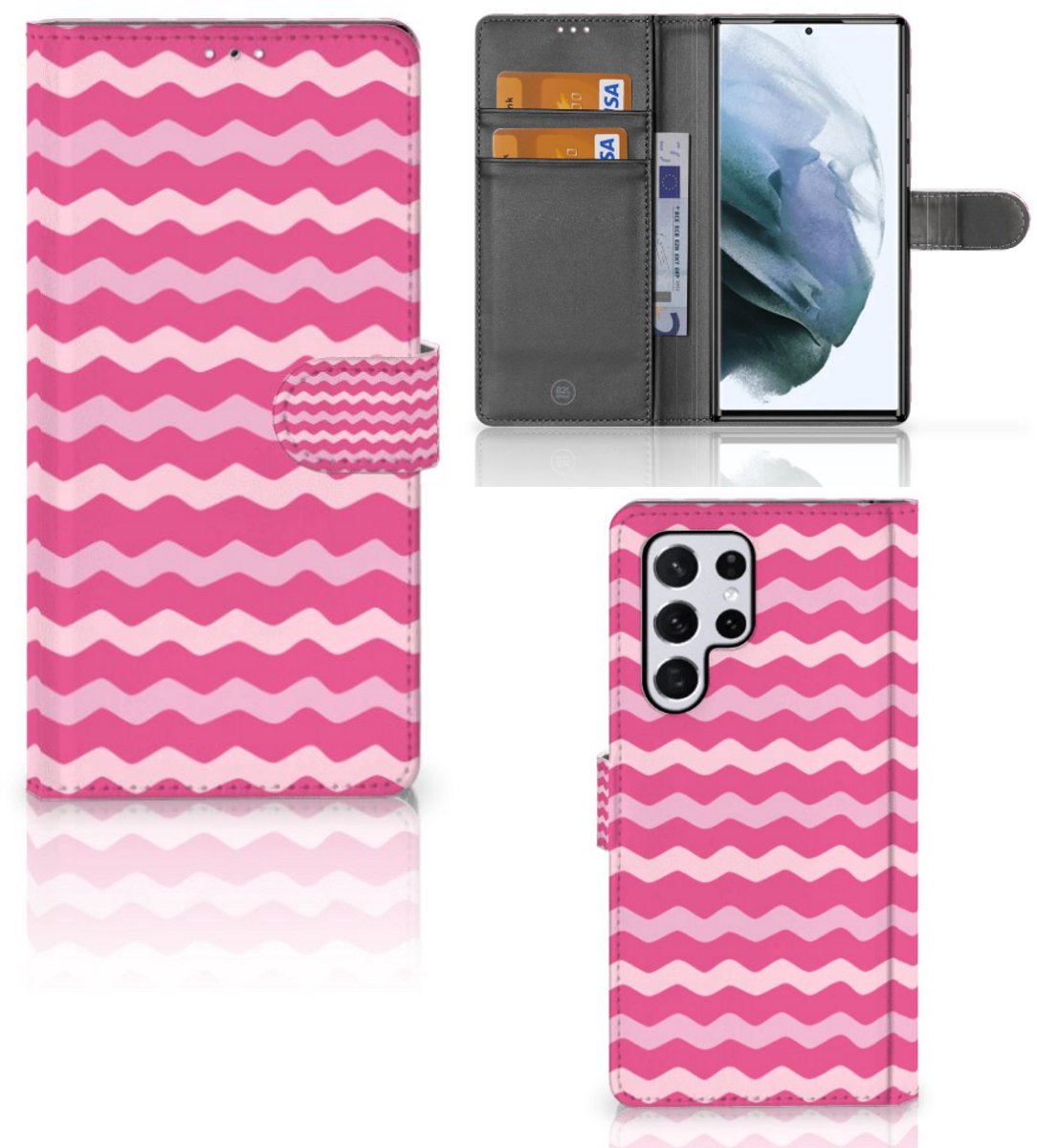 Samsung Galaxy S22 Ultra Telefoon Hoesje Waves Pink