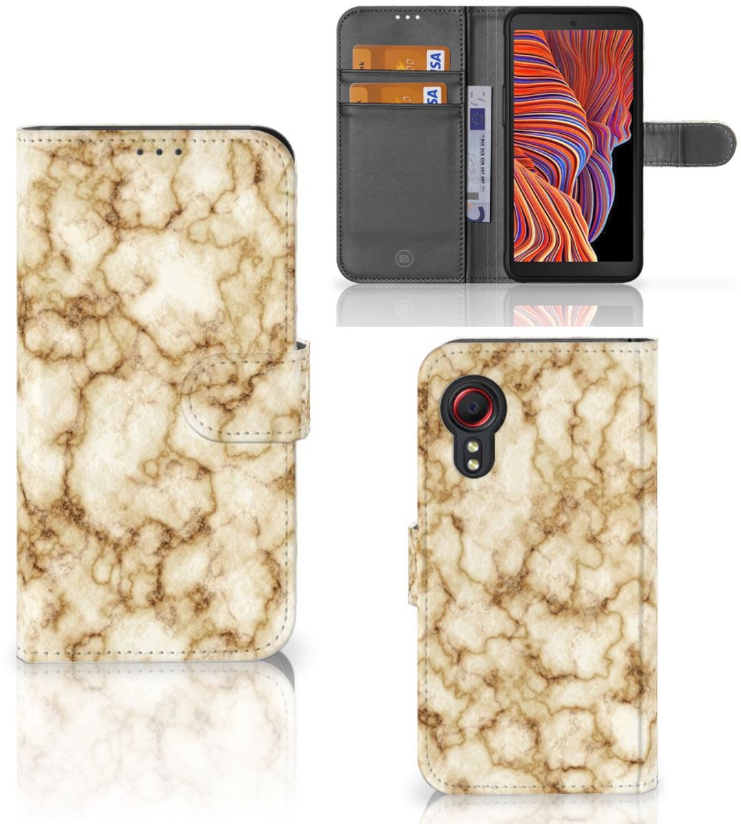 Boekhoesje voor Samsung Galaxy Xcover 5 Bookcase Marmer Goud