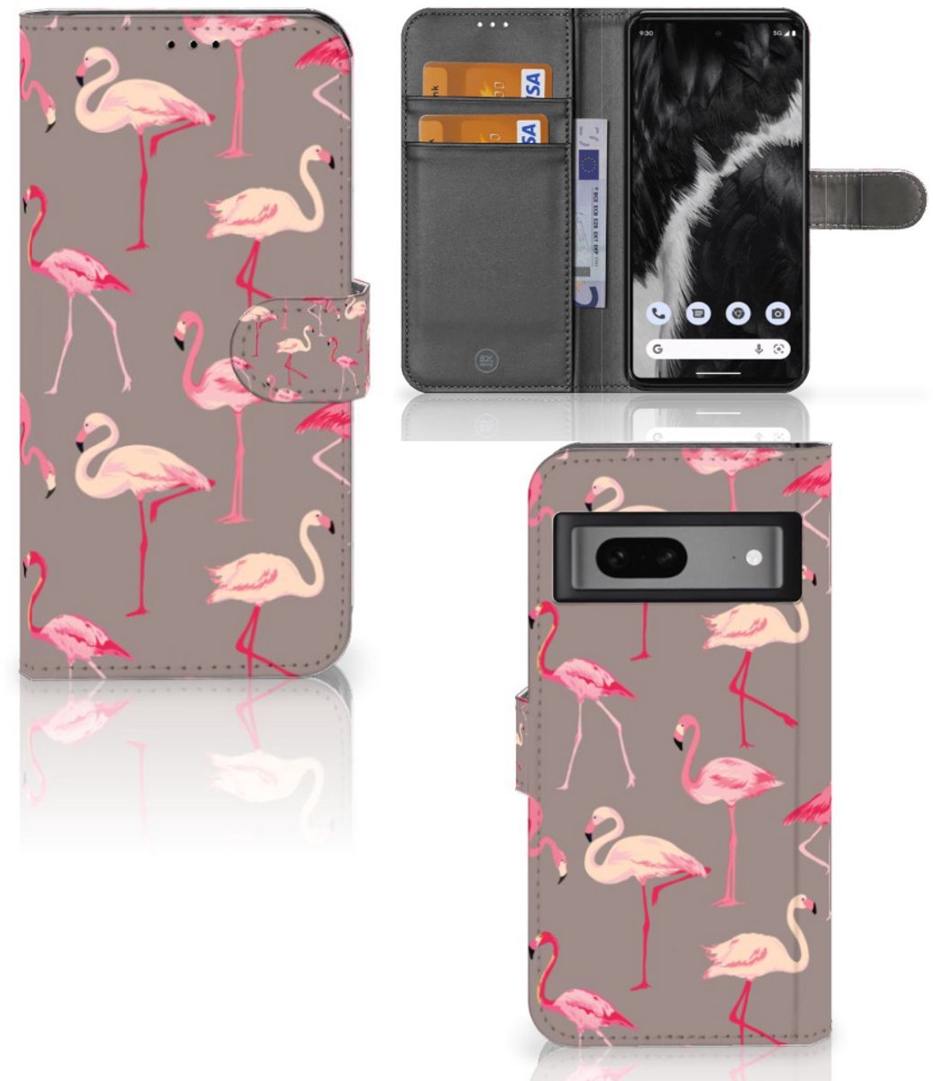 Google Pixel 7 Telefoonhoesje met Pasjes Flamingo