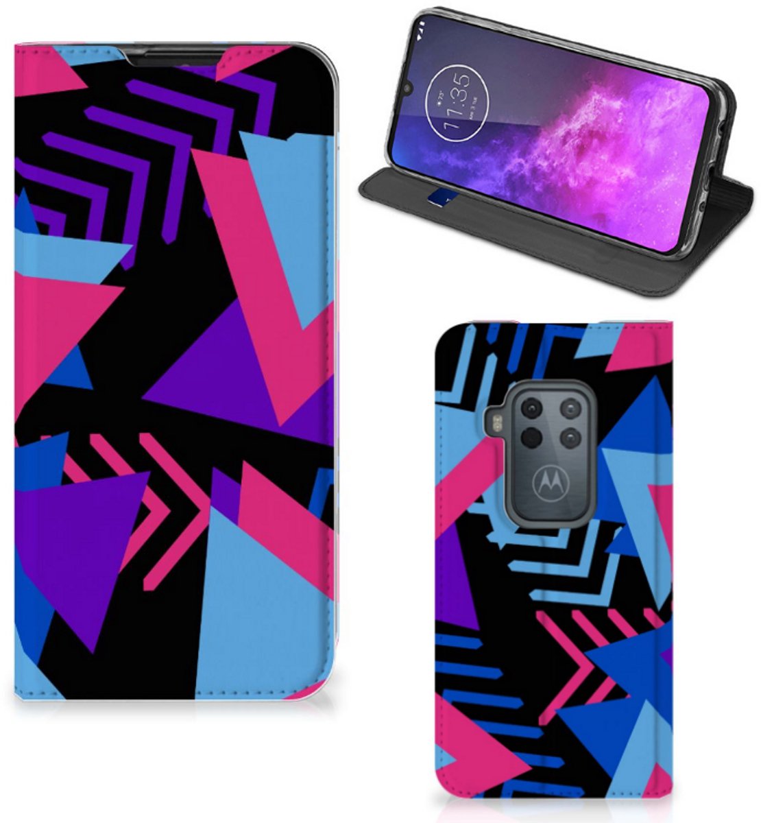 Motorola One Zoom Stand Case Funky Triangle
