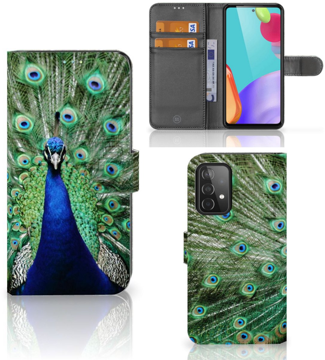 Samsung Galaxy A52 Telefoonhoesje met Pasjes Pauw