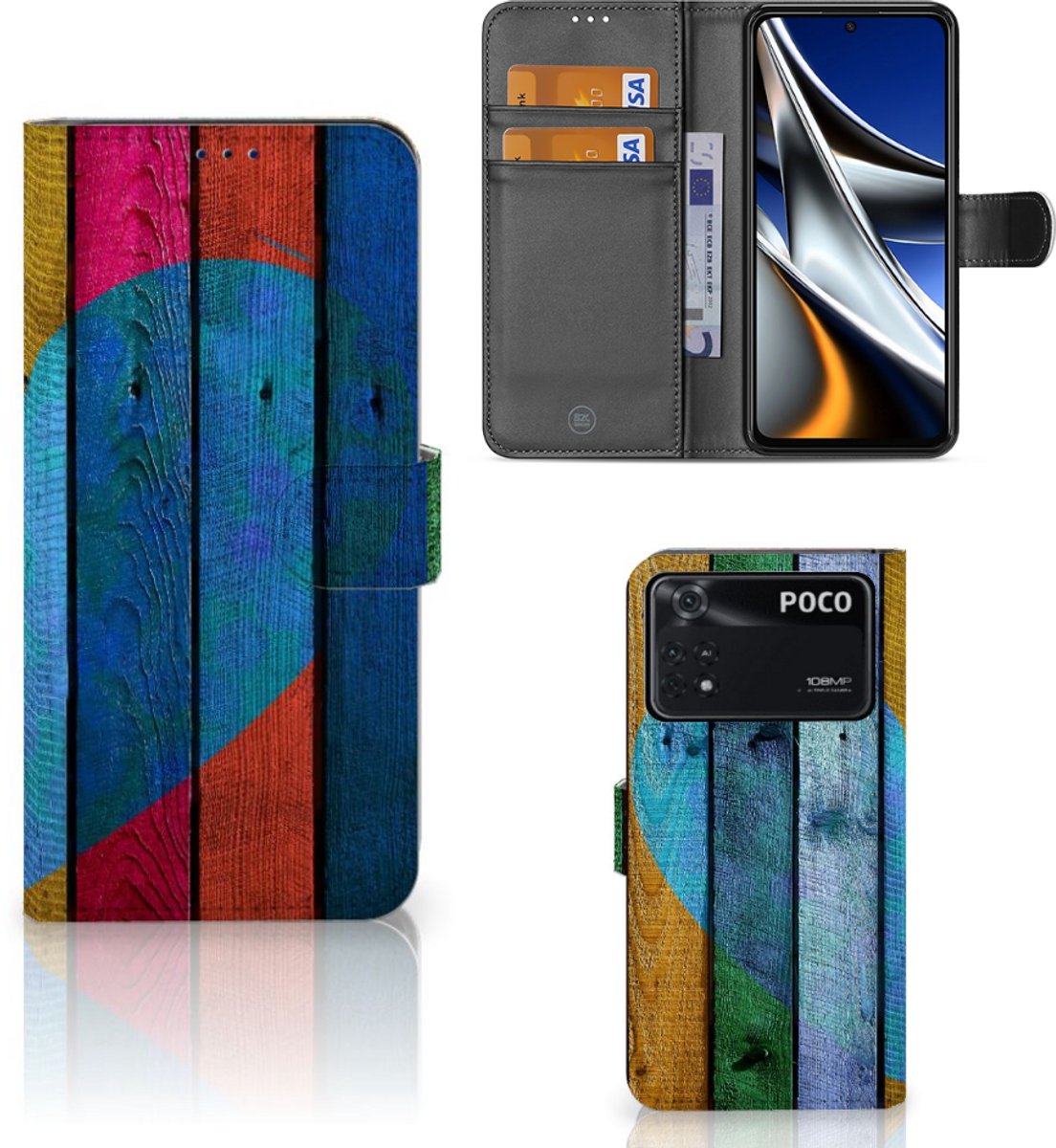 Xiaomi Poco X4 Pro 5G Book Style Case Wood Heart - Cadeau voor je Vriend