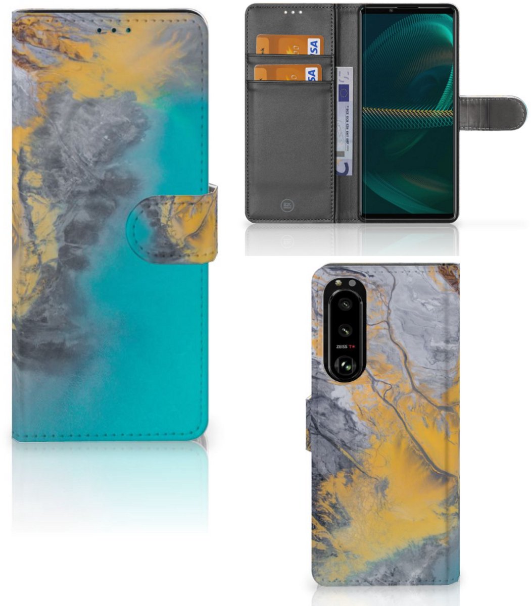 Sony Xperia 5III Bookcase Marble Blue Gold