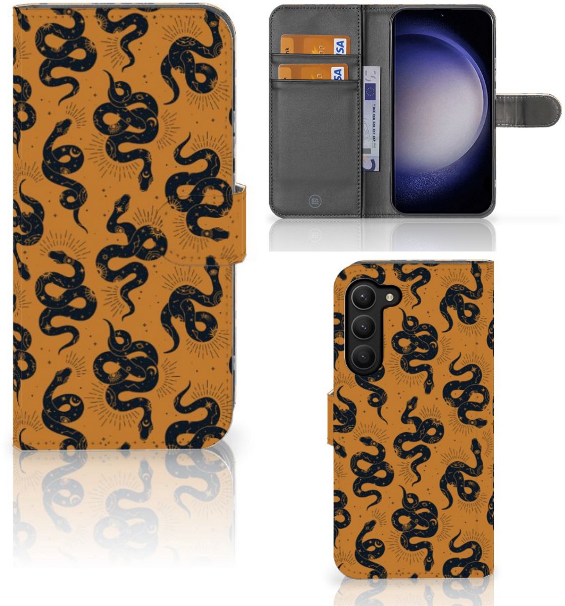 Telefoonhoesje met Pasjes voor Samsung Galaxy S23 Plus Snakes