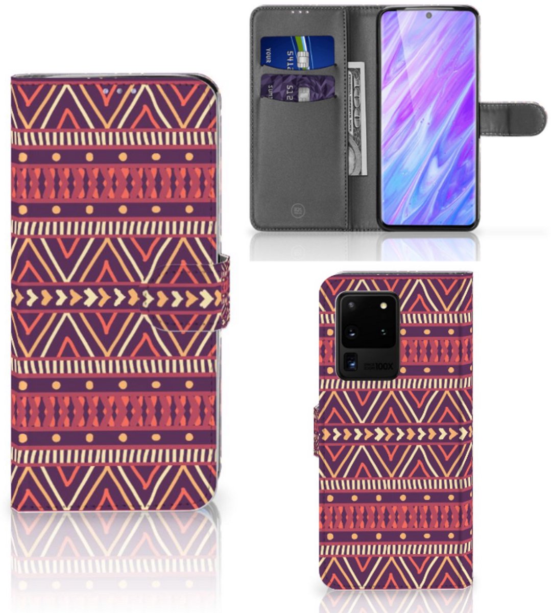 Samsung Galaxy S20 Ultra Telefoon Hoesje Aztec Paars