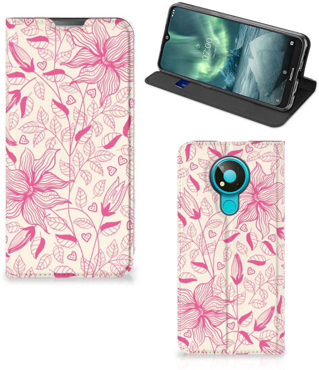 Nokia 3.4 Smart Cover Pink Flowers