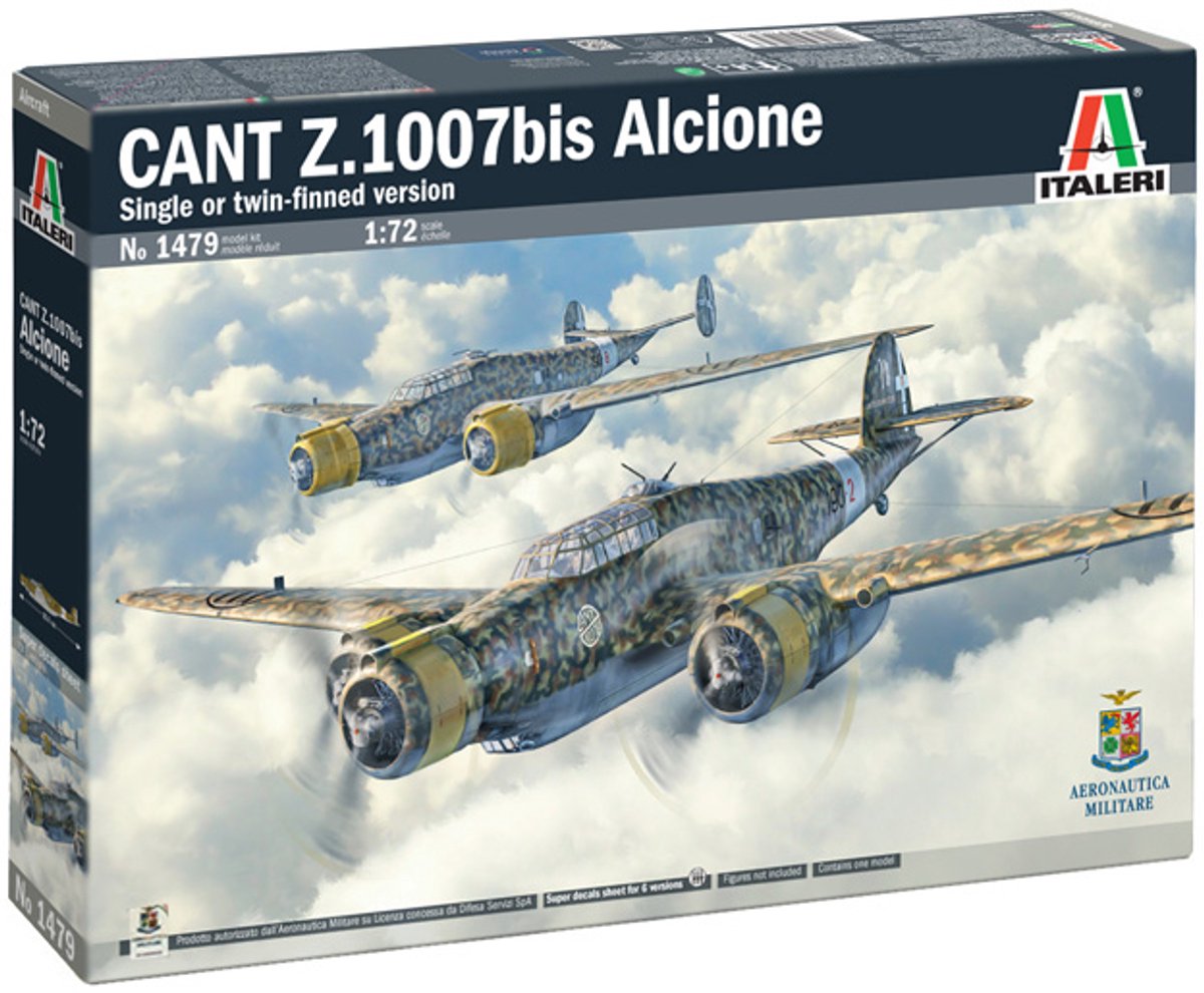 Italeri Modelbouwpakket Vliegtuigen - 1479 Cant Z.1007bis Alcione WWII - Single of Twin-finned Versie - Italiaans Propellervliegtuig Plastic - 1:72 - Modelbouw