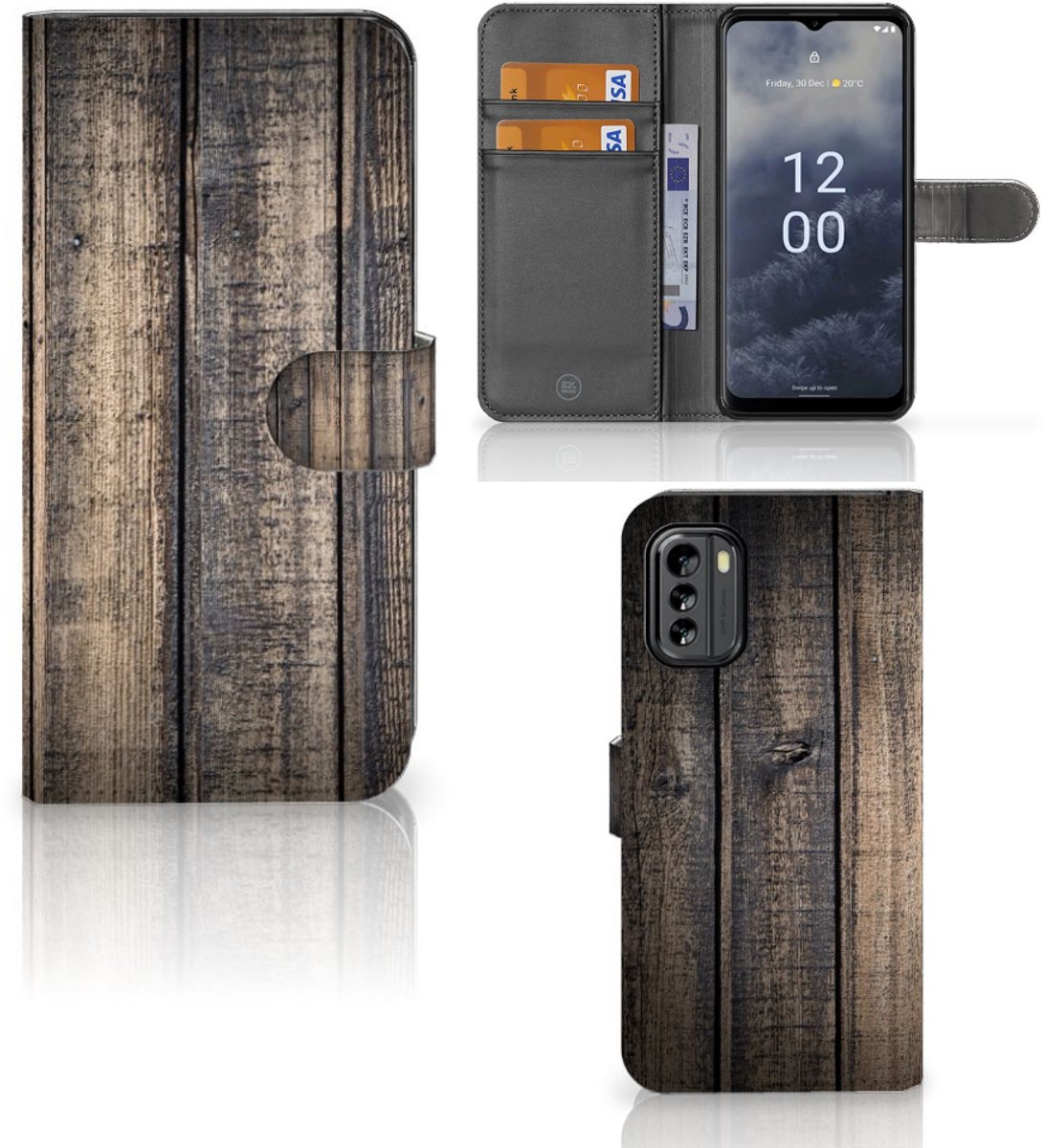 Nokia G60 Book Style Case Steigerhout