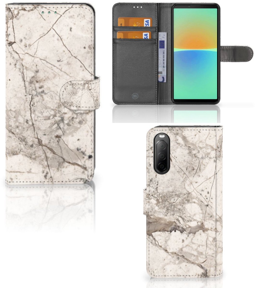 Sony Xperia 10 IV Bookcase Marmer Beige
