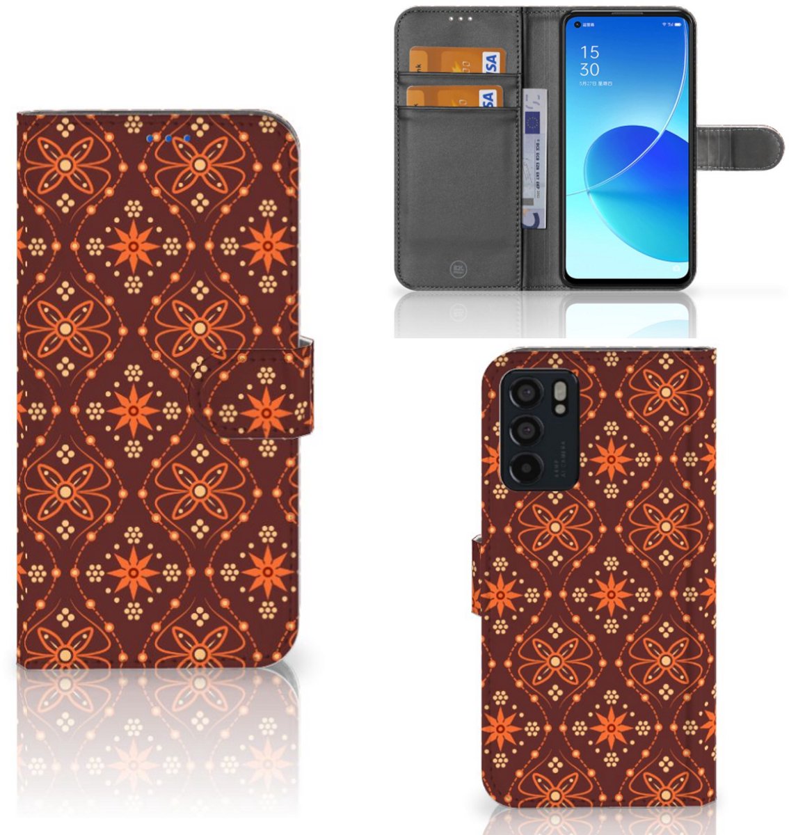 OPPO Reno6 5G Telefoon Hoesje Batik Brown