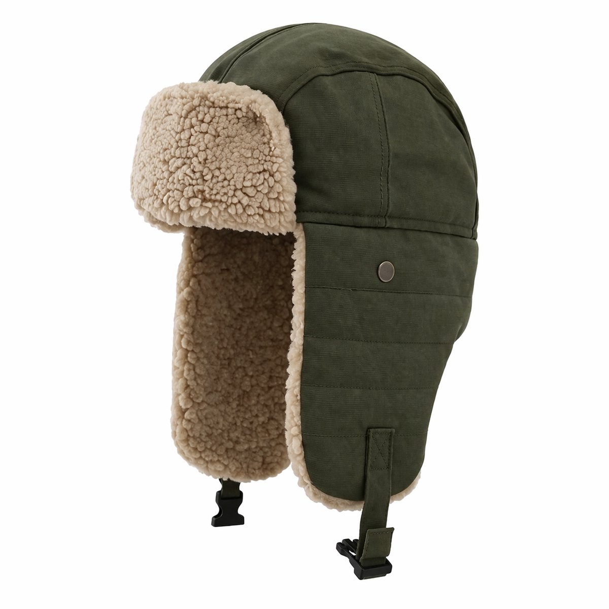 Russische Muts Sherpa – Ushanka Wintermuts met Oorflappen – Warm Gevoerd – Legergroen – Unisex