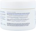 Witte pot met blauw label, 340g, ingrediëntenlijst en gebruiksaanwijzing.