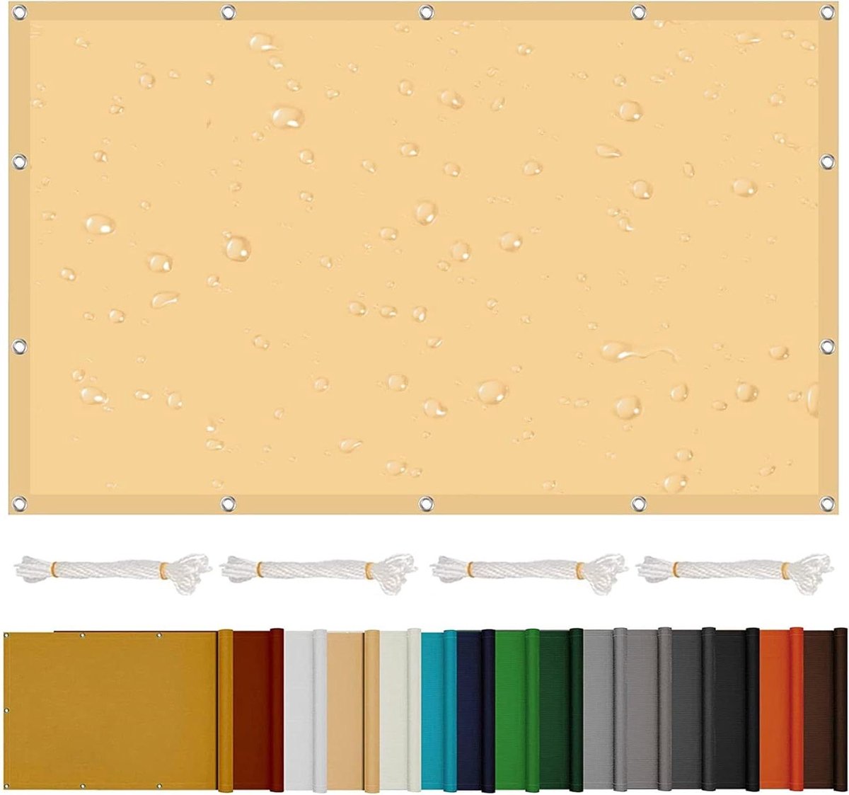 Shade Net Shade Sail 2 x 2 m 98% Fabric Shade Cloth 95% UV Sunshade Sail Sunshade with strings and eyelet for outdoor, garden, carports, Beige