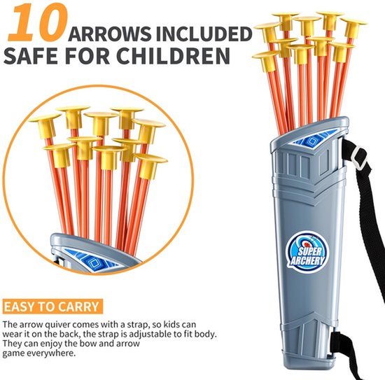 Pijl en boogset voor kinderen - LED-verlichte boogschietset met 10 pijlen met zuignappen, schietschijf en pijlkoker - Speelgoed voor binnen en buiten, jacht, cadeau voor jongens en meisjes - Groen — afbeelding 5