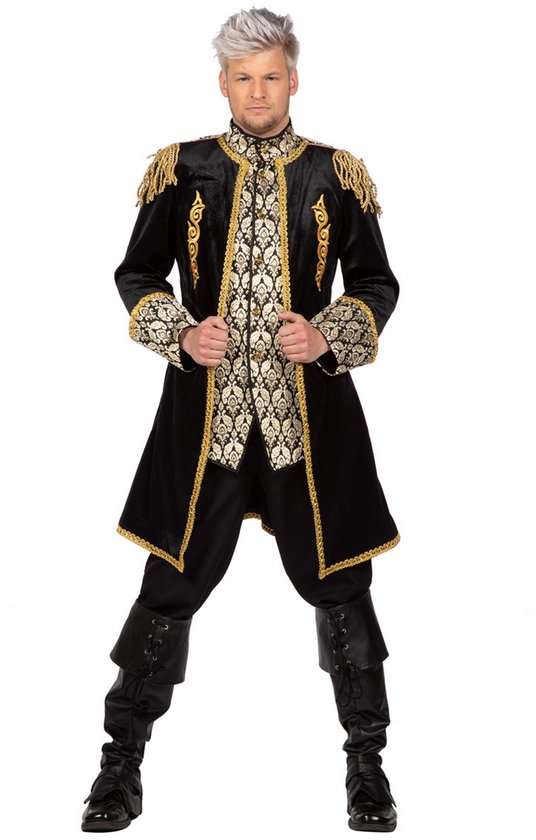 Wilbers - Costume Le Moyen-Âge & Renaissance - Homme de Luxe Marquis Charlie Charisma - Noir, Or - Grand - Déguisements - Déguisements