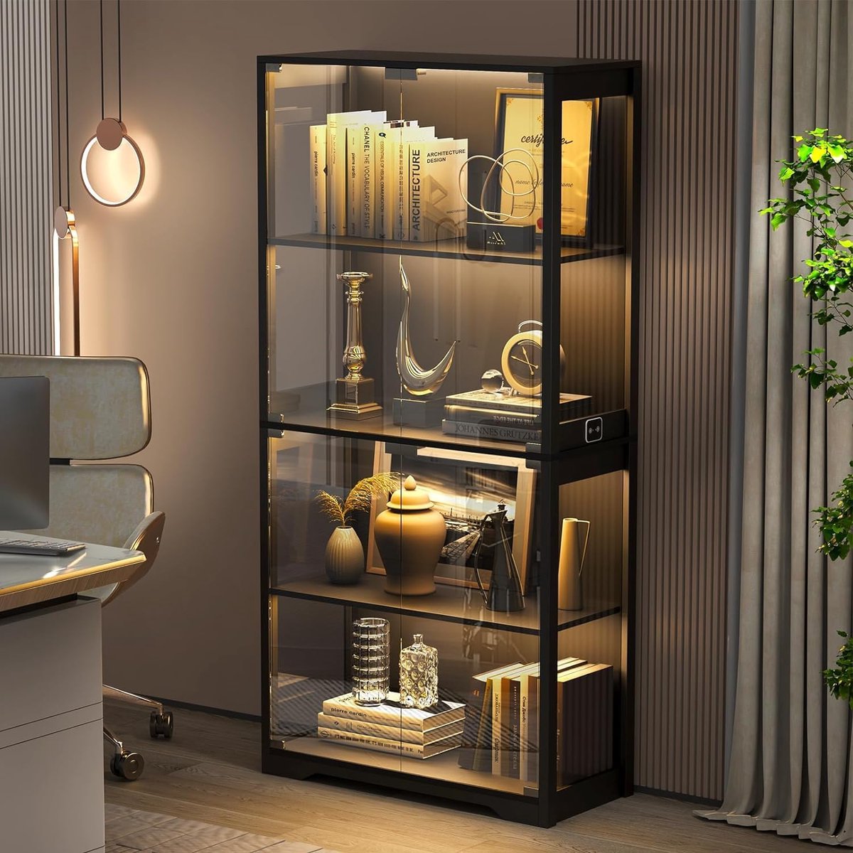 Luxe Vitrinekast – 80x35x165 cm – Industrohome