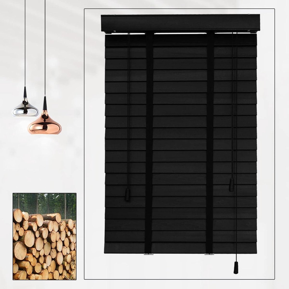 Houten Jaloezieën - Horizontale Blinds - Privacy en Zonwering - Natuurlijk Massief Hout -
