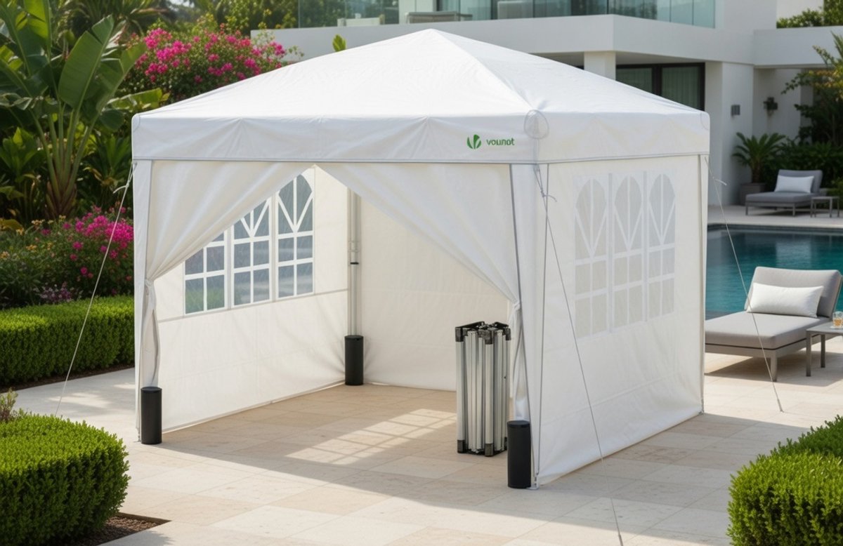 Opvouwbare Partytent 3x3m Waterafstotend met – Wit – Industrohome