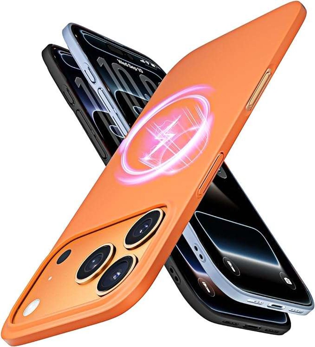 Lisen Serie - iPhone 17 Pro Max Beschermhoes - Mat - MagSafe Compatibel - Oranje