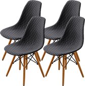 Eetkamerstoelen Covers 2/4/6 stuks- Set eetkamerstoelen - Schelpvormige eetkamerstoelhoezen - Stoelhoezen in middeleeuws-moderne stijl - Doorgestikt patroon - Stoelhoezen voor gestoffeerde eetkamerstoelen en bijzettafels - 4 stuks - Grijs