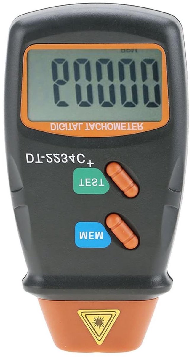 Digitale Toerenteller - RPM Meter Tester - Motor Snelheid Meten - Contactloos Meten - 99999 RPM - Grijs