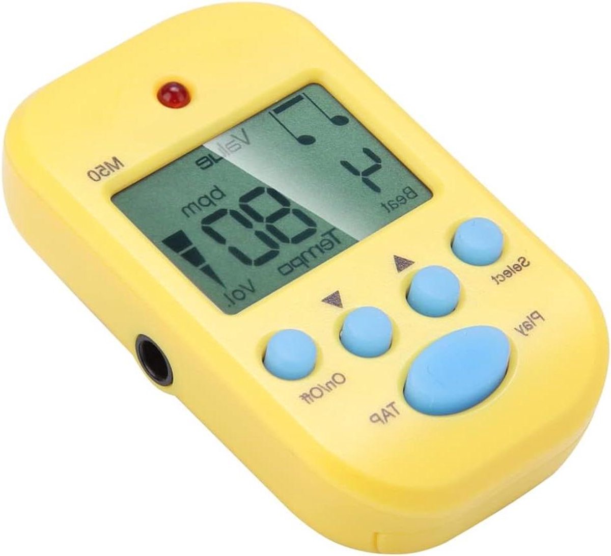 Digitale Metronoom - Tuner Klop Indicator - Muziek Oefenen - Dubbele Koptelefoon Uitgang - 30-280 BPM - Geel