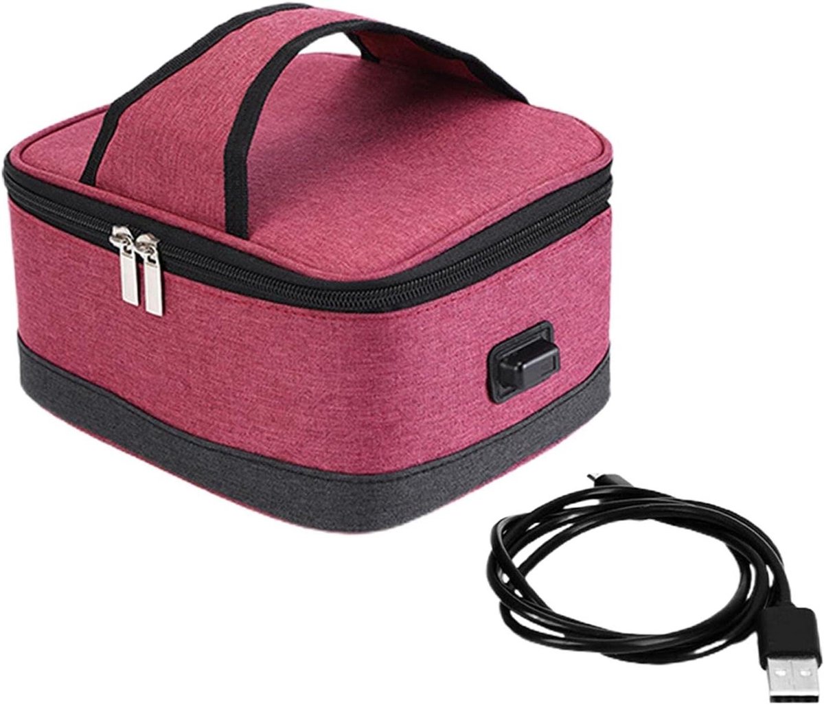 Elektrische Lunchbox - Voedselwarmer Zak - Onderweg Eten Opwarmen - Gladde Ritssluiting - 22 x 16 x 10 cm - Rood