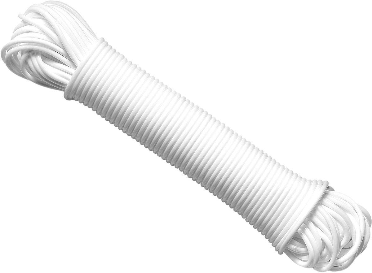 Kledinglijn Plastic - Waslijn Buiten - Kleding Drogen - Lage Rek Kern - 30 Meter - Wit