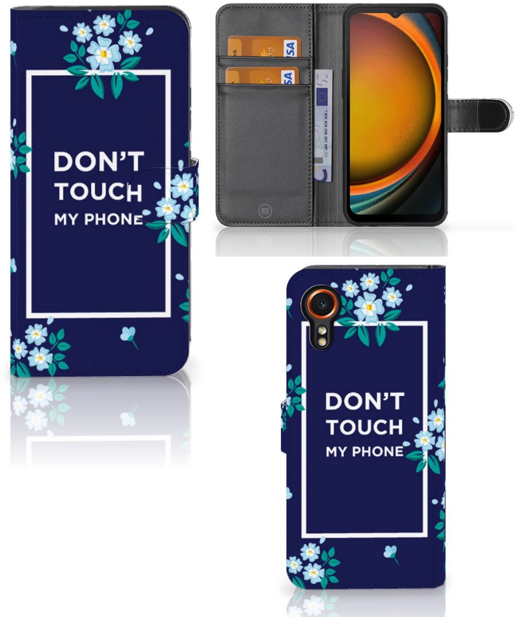 Samsung Galaxy Xcover 7 Portemonnee Hoesje Flowers Blue DTMP