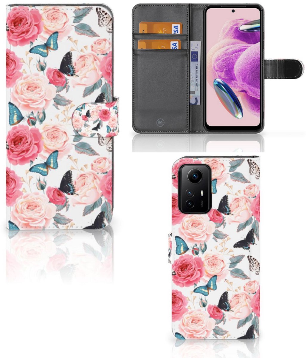 Xiaomi Redmi Note 12S Hoesje Butterfly Roses