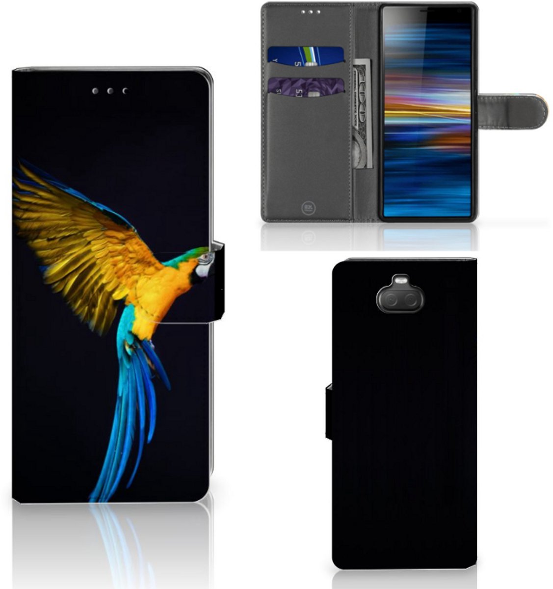 Sony Xperia 10 Telefoonhoesje met Pasjes Papegaai