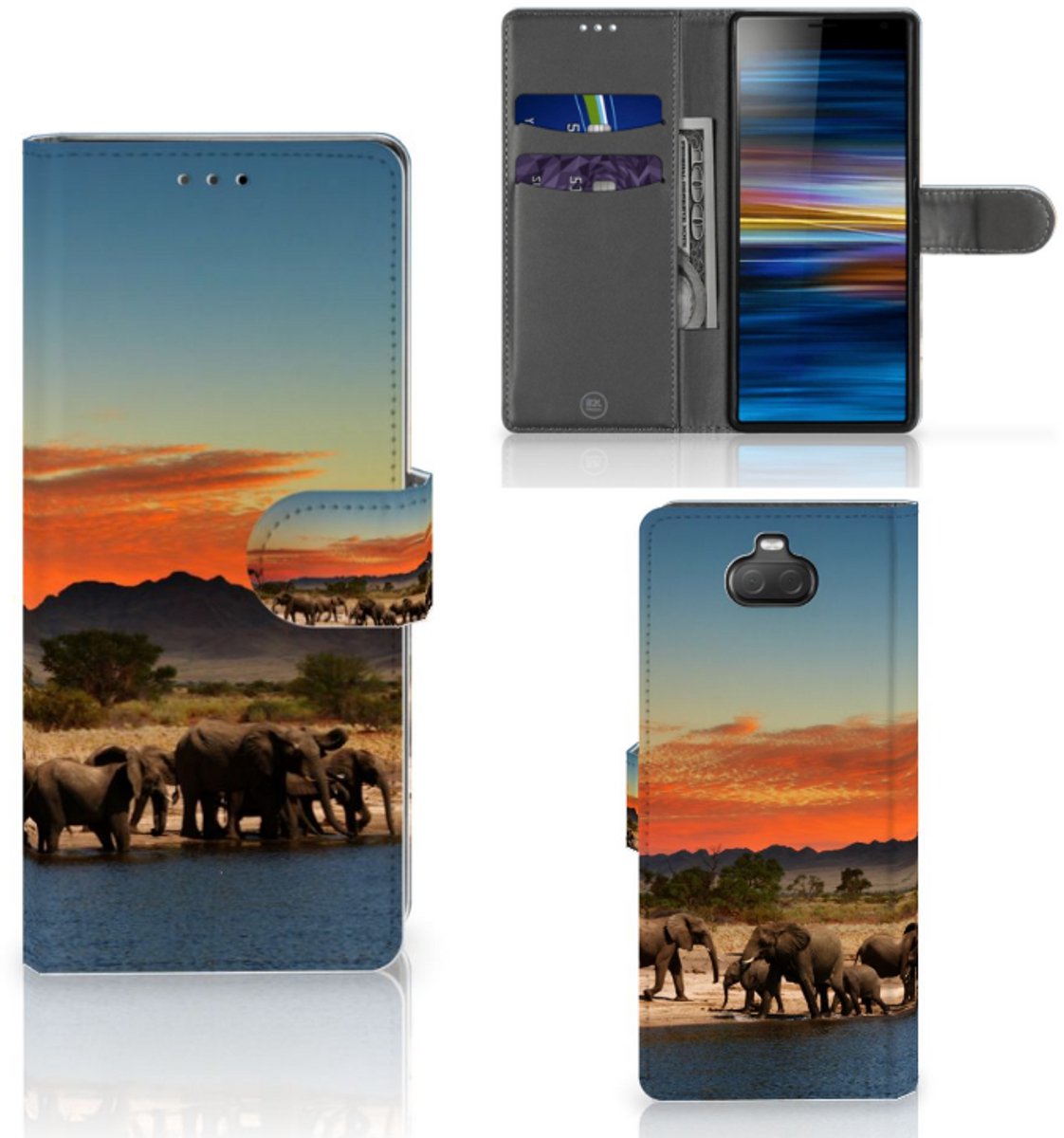 Sony Xperia 10 Telefoonhoesje met Pasjes Olifanten