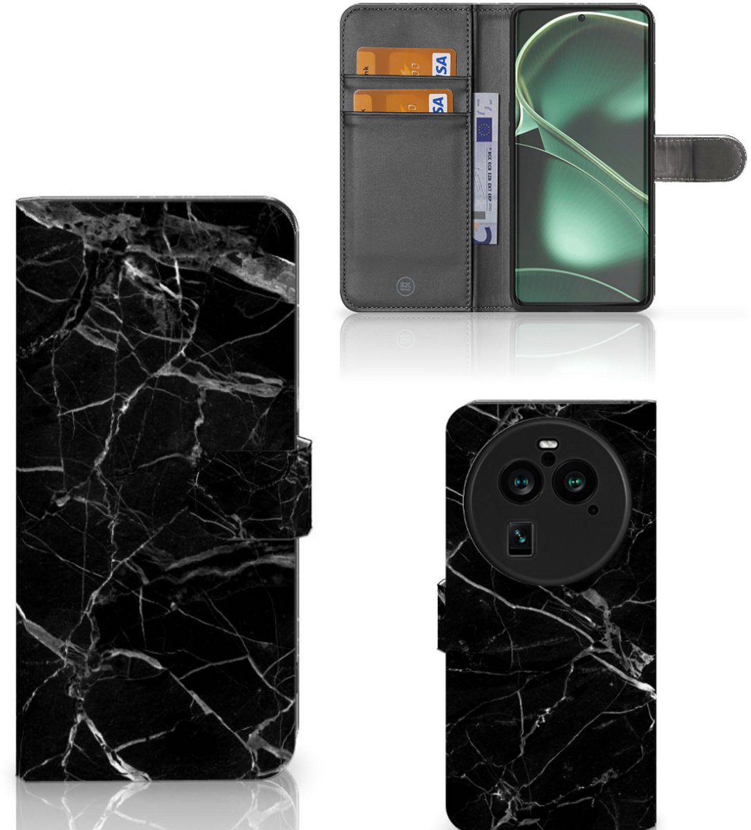 OPPO Find X6 Pro Bookcase Marmer Zwart - Origineel Cadeau Vader
