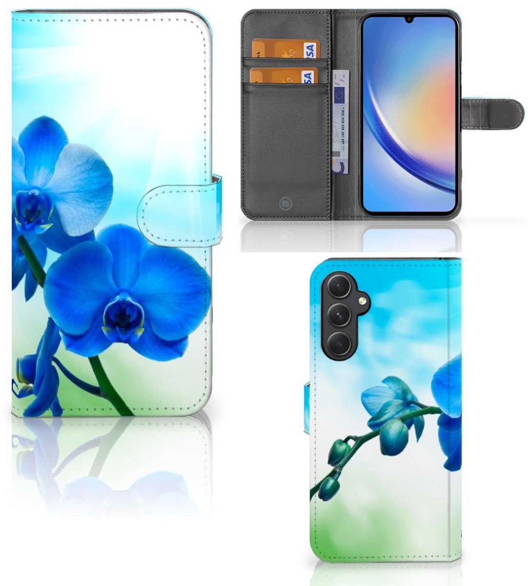 Samsung Galaxy A24 4G Hoesje Orchidee Blauw - Cadeau voor je Moeder