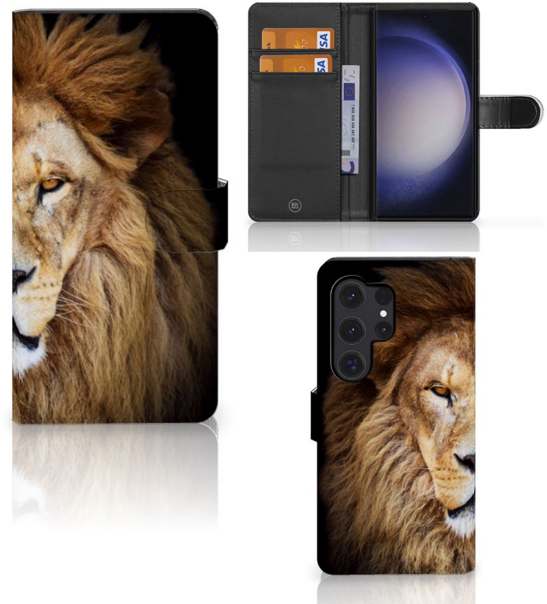 Samsung Galaxy S24 Ultra Telefoonhoesje met Pasjes Leeuw