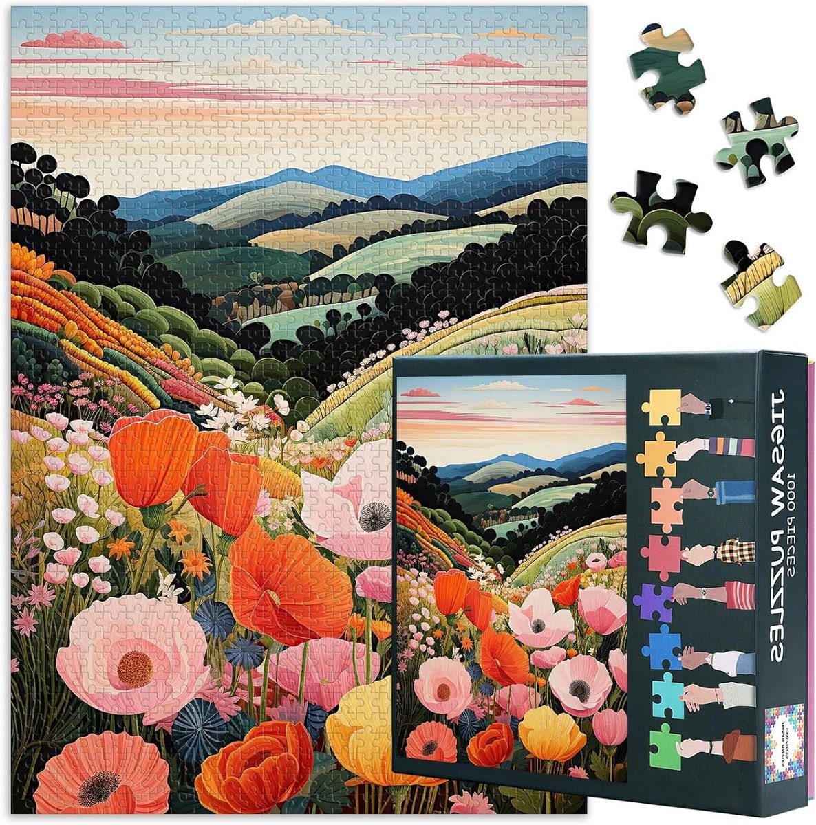 Puzzel 1000 Stukjes - Volwassen Puzzel Landschap - Ontspannend Tijdverdrijf - Gedetailleerd Bloemenontwerp - 70 x 50 cm - Multicolor