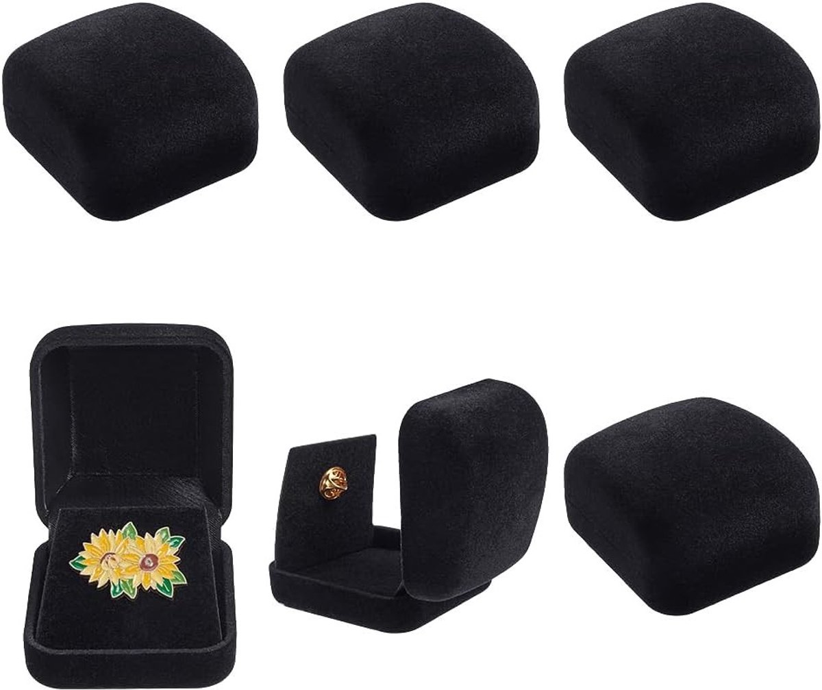 6 Stuks Velvet Presentatiebox voor Insignes, Verzamelaarsstand voor Broches en Speldjes, Zwarte Opbergdozen van 5.3 x 5.8 x 3.5 cm, Perfect voor Sieraden en Accessoires