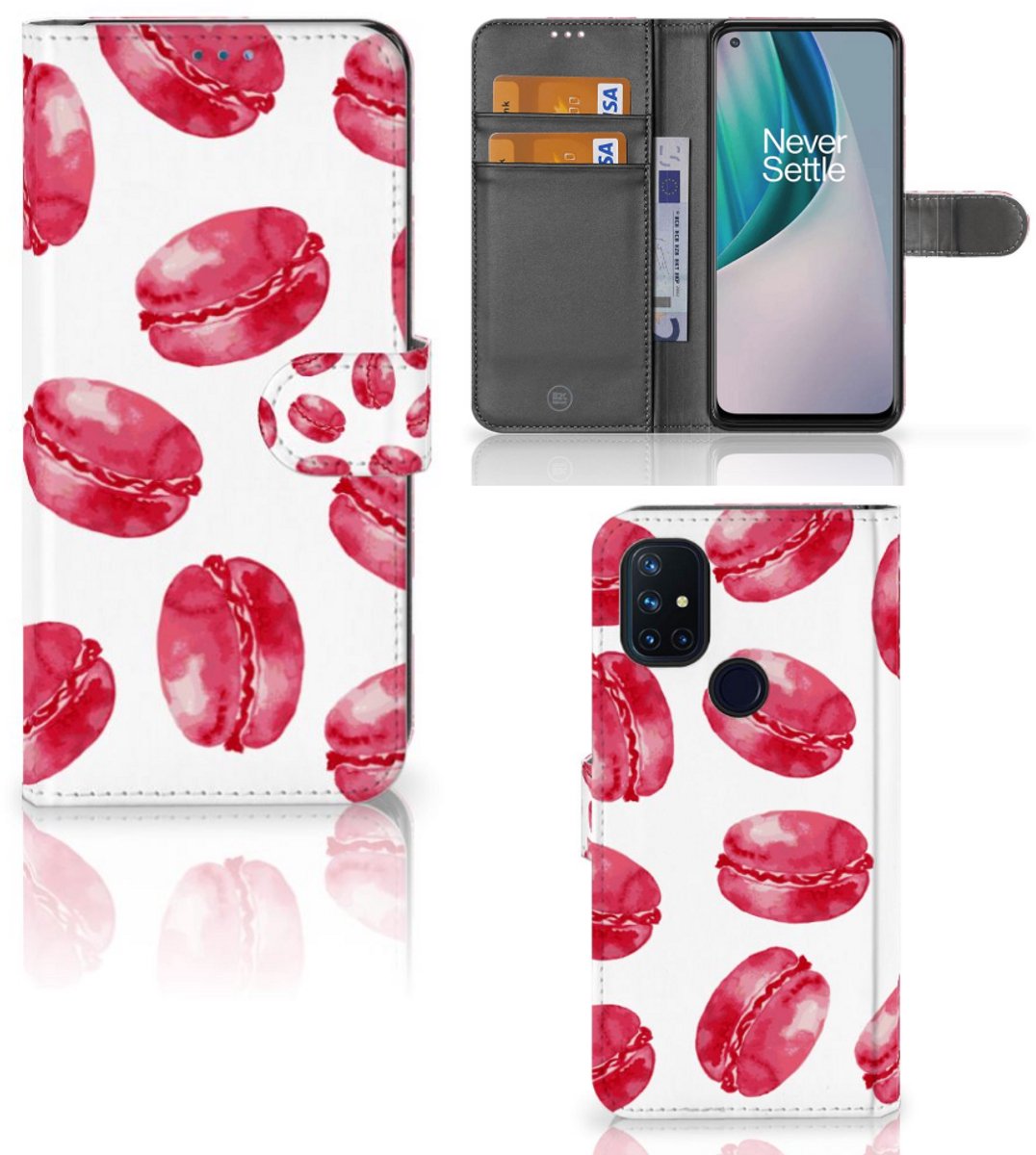 OnePlus Nord N10 Book Cover Pink Macarons