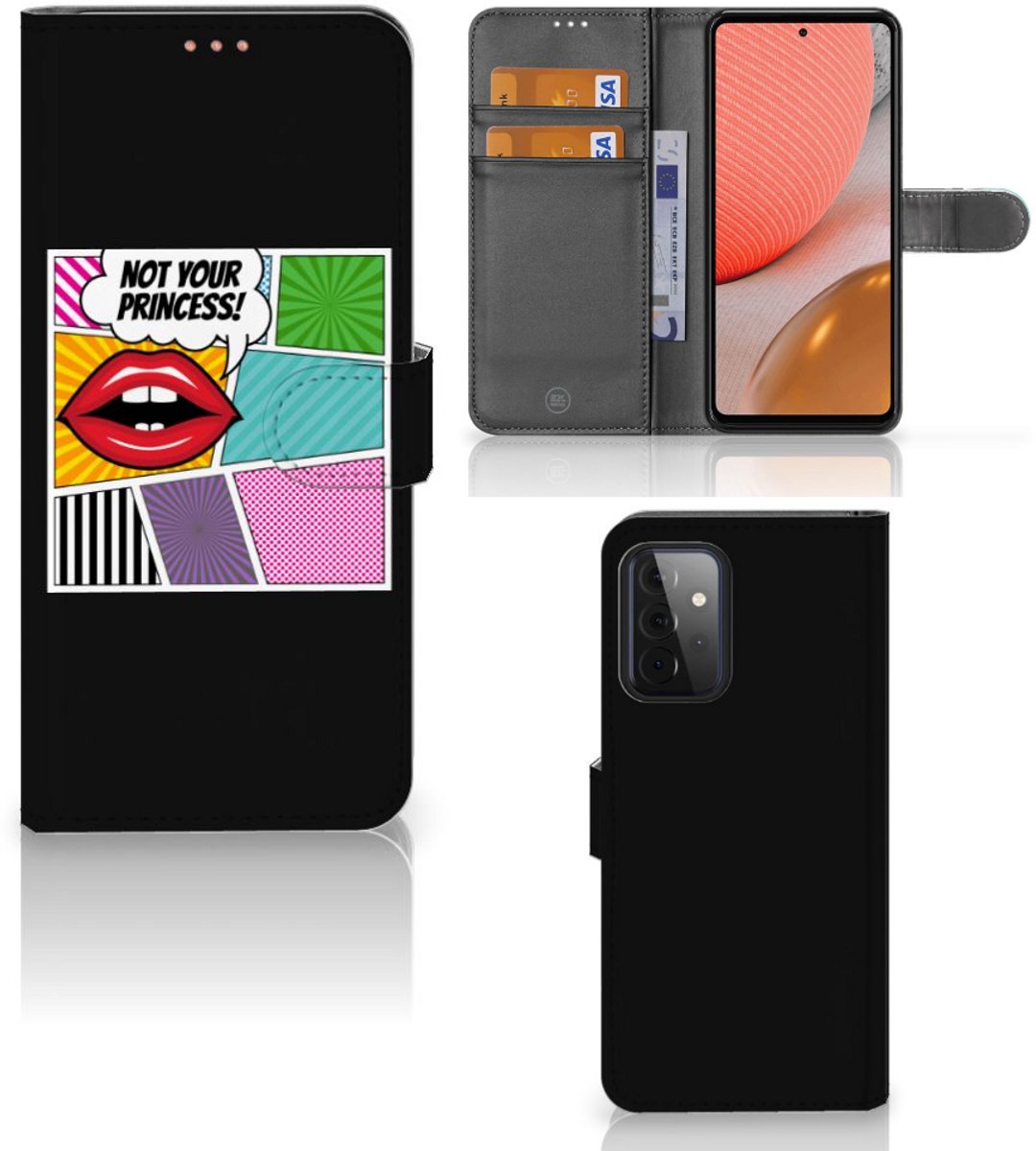 Samsung Galaxy A72 Wallet Case met Pasjes Popart Princess