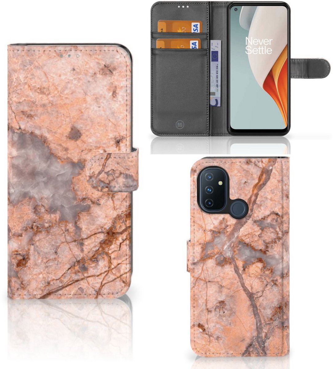 OnePlus Nord N100 Bookcase Marmer Oranje