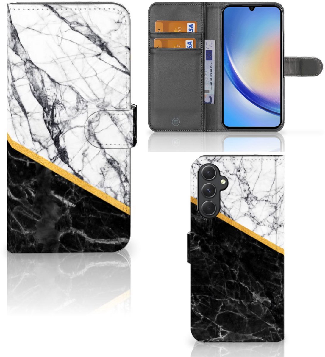 Samsung Galaxy A24 4G Bookcase Marmer Wit Zwart - Origineel Cadeau Man