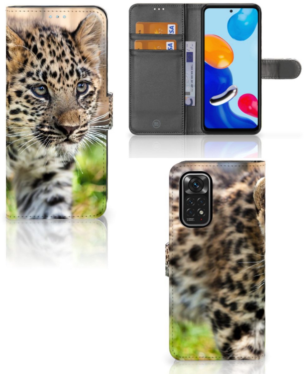 Xiaomi Redmi Note 11/11S Telefoonhoesje met Pasjes Baby Luipaard