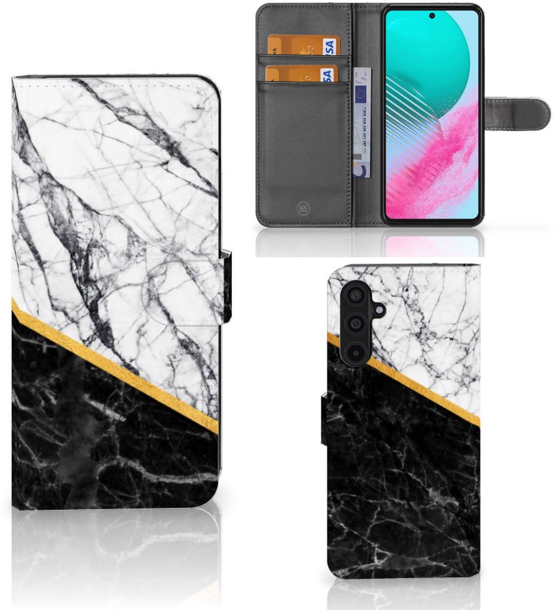 Samsung Galaxy M54 Bookcase Marmer Wit Zwart - Origineel Cadeau Man