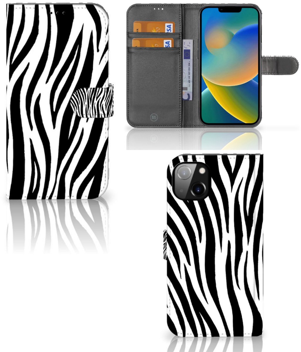 iPhone 14 Plus Telefoonhoesje met Pasjes Zebra